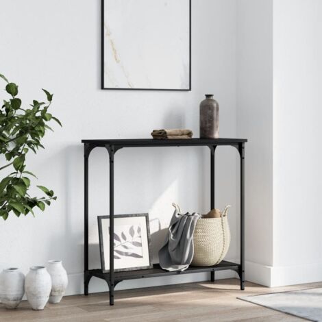 Vidaxl – Table console noir 75x30,5x75 cm – Bois d'ingénierie résistant à l'humidité – Cadre en métal – Pieds réglables pour stabilité (1/6)