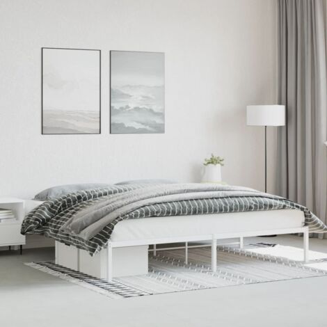 Cadre de lit métal sans matelas blanc 200x200 cm vidaXL (1/5)