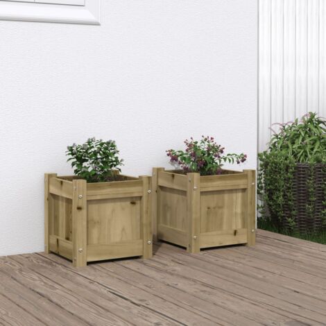 Vidaxl – Lot de 2 jardinières en bois de pin imprégné – Dimensions 31 x 31 x 31 cm – Résistantes aux intempéries – Pour cultures en extérieur - vidaXL143713