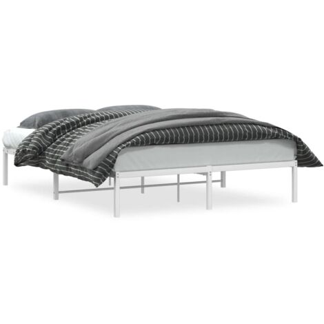 Cadre de lit métal sans matelas blanc 160x200 cm vidaXL (1/5)