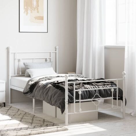 Cadre de lit métal sans matelas et pied de lit blanc 100x190 cm vidaXL (1/5)