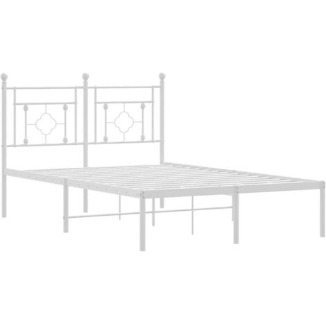 Cadre de lit métal sans matelas et tête de lit blanc 120x190 cm vidaXL (1/5)