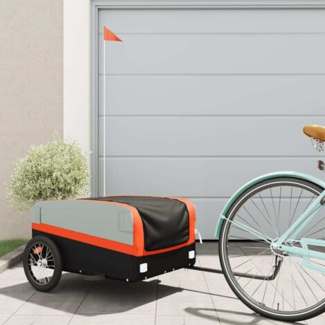 Remorque de vélo noir et orange 45 kg fer vidaXL