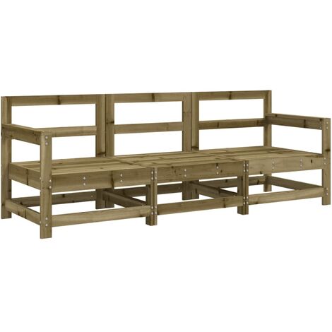 Vidaxl – Salon de jardin 3 pcs en bois de pin imprégné – Cadre robuste – Conception modulaire – Dimensions canapé 62x66x70,5 cm (1/5)