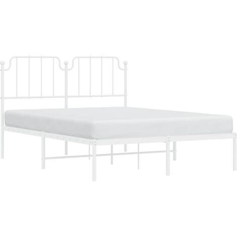 Cadre de lit métal sans matelas et tête de lit blanc 150x200 cm vidaXL (1/5)