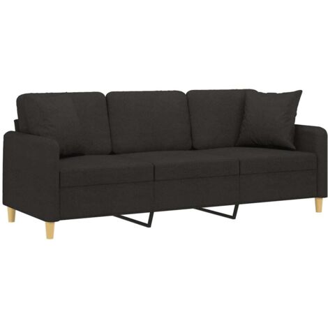 Canapé 3 places avec oreillers décoratifs noir 180 cm tissu vidaXL (1/5)