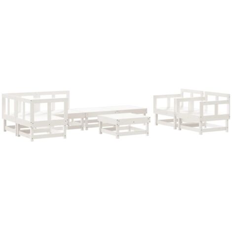 Salon de jardin 8 pcs Blanc Bois de pin massif vidaXL (1/5)