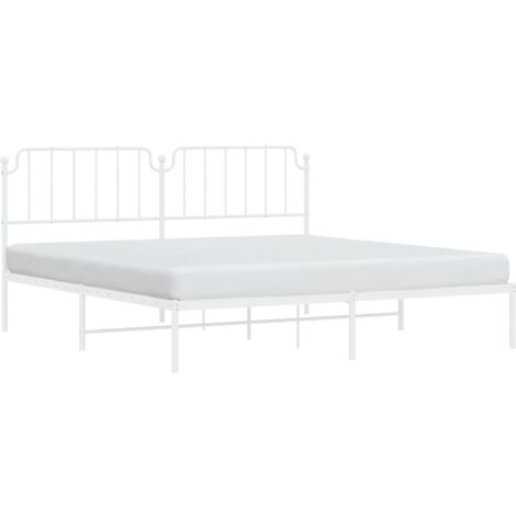 Cadre de lit métal sans matelas et tête de lit blanc 200x200 cm vidaXL (1/5)