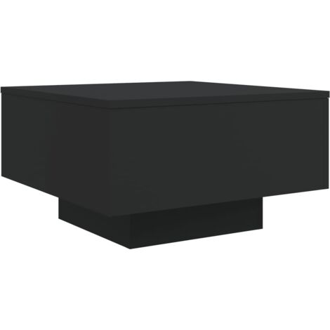 Vidaxl – Table basse fixe noire 55x55x31 cm – Bois d'ingénierie durable – Lumières LED RVB réglables – Design moderne pour salon