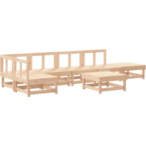 Vidaxl – Salon de jardin 7 pcs en bois de pin massif – Design modulaire – Cadre robuste – Dimensions canapé 61x60,5x62 cm – Table basse 61x60,5x30 cm (1/5)