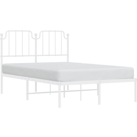 Cadre de lit métal sans matelas et tête de lit blanc 120x190 cm vidaXL (1/5)