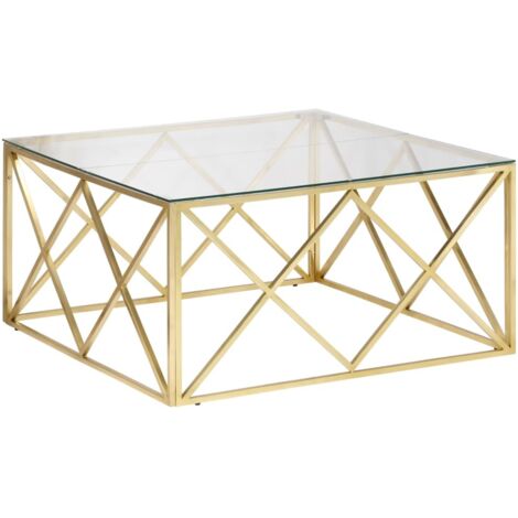 Table basse doré acier inoxydable et verre trempé vidaXL (1/5)