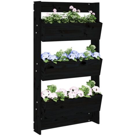 Jardinière murale 3 niveaux 60x18,5x110 cm noir bois pin massif vidaXL (1/5)