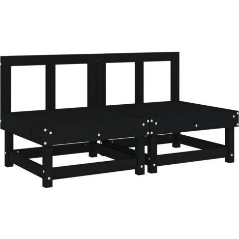 Canapés centraux de jardin 2 pcs noir bois de pin massif vidaXL (1/5)