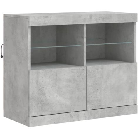 Buffet avec lumières LED gris béton 81x37x67 cm vidaXL