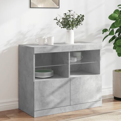 Buffet avec lumières LED gris béton 81x37x67 cm vidaXL