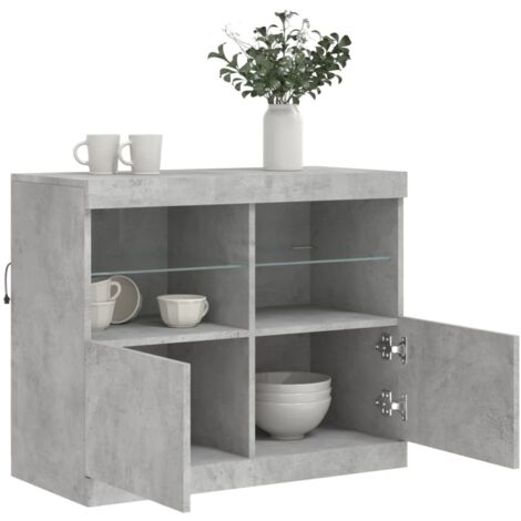 Buffet avec lumières LED gris béton 81x37x67 cm vidaXL