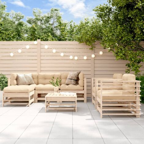 Salon de jardin 7 pcs Bois de pin massif vidaXL (1/5)