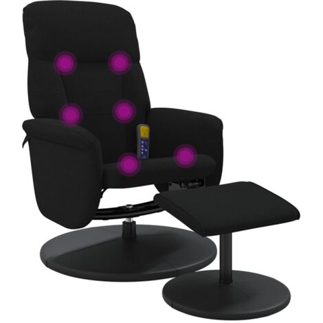 Vidaxl – Fauteuil relax inclinable noir en velours – 6 points de massage par vibrations – Inclinaison manuelle 105-125° – Repose-pied inclus (1/5)