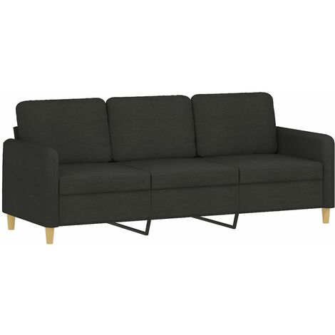 Canapé à 3 places Noir 180 cm Tissu vidaXL (1/6)