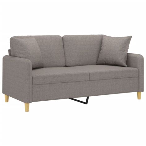 Canapé 2 places avec oreillers décoratifs taupe 140 cm tissu vidaXL (1/5)