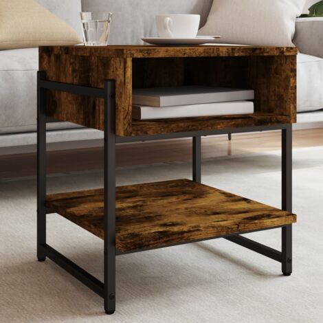 vidaXL Table basse chêne fumé 40x40x45 cm bois d'ingénierie (1/5)
