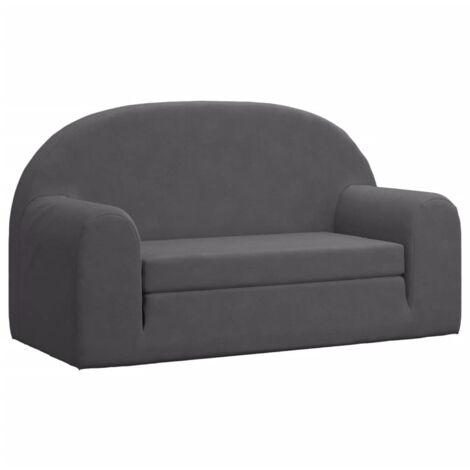 Vidaxl – Canapé-lit pour enfants 2 places anthracite – Peluche douce – Housse amovible – Dimensions 84 x 34-90 x 45 cm