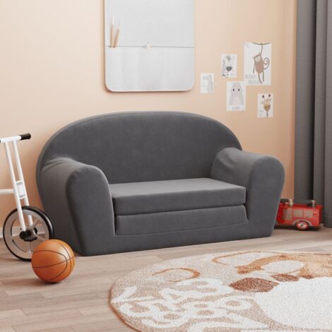 Vidaxl – Canapé-lit pour enfants 2 places anthracite – Housse amovible et lavable – Mousse épaisse pour confort – Design 2 en 1 fauteuil et lit