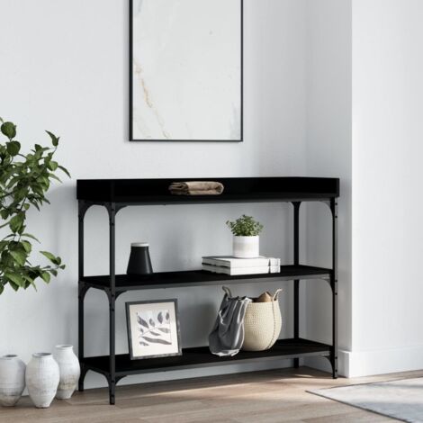 Vidaxl – Table console noire 100x30x80 cm – Bois d'ingénierie et métal – Résistance à l'humidité – Grand espace de rangement (1/6)