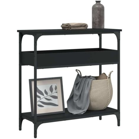 Table console avec étagère noir 75x29x75 cm bois d'ingénierie vidaXL (1/5)