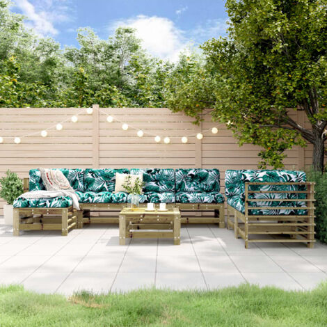 Vidaxl – Salon de jardin 8 pcs en bois de pin imprégné – Design modulaire – Confort d'assise avec dossier – Dimensions canapé 63,5x63,5x60 cm