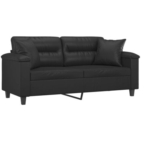 Canapé 2 places avec oreillers décoratifs noir 140cm similicuir vidaXL (1/5)