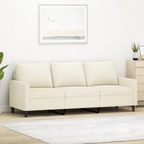 Vidaxl – Canapé droit 3 places crème 180 cm en velours – Design moderne – Cadre en métal robuste – Largeur de siège 180 cm - vidaXL61812