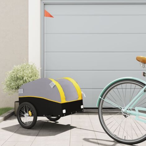 Remorque de vélo noir et jaune 30 kg fer vidaXL