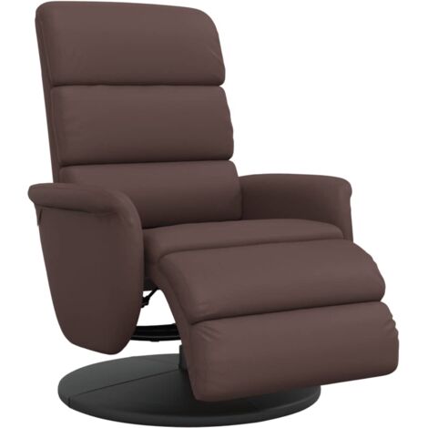 Vidaxl – Fauteuil inclinable marron similicuir – Repose-pieds ajustable – Dossier inclinable 105-125° – Pivotement 360° – Confort rembourré (1/5)