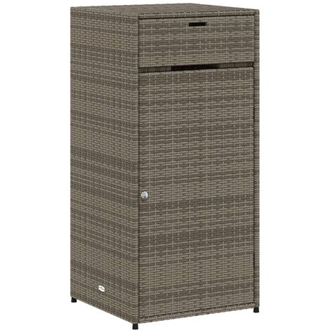 Vidaxl – Armoire de jardin en résine tressée gris 55x55x111 cm – Matériau durable – Grand espace de rangement – Cadre en acier robuste