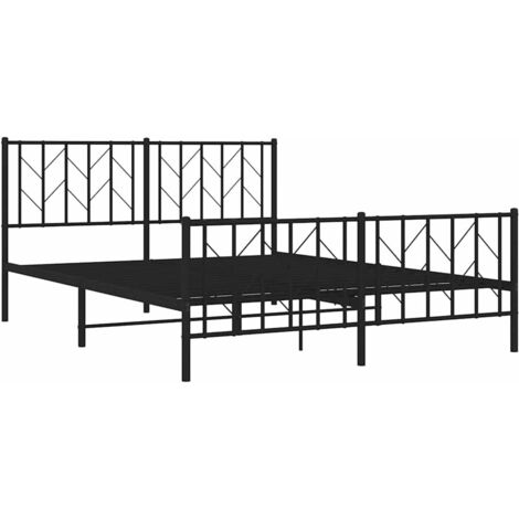 Cadre de lit métal sans matelas avec pied de lit noir 150x200cm vidaXL (1/5)