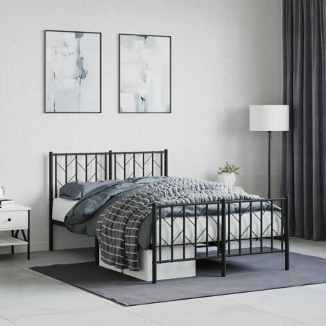 Cadre de lit métal sans matelas avec pied de lit noir 120x200cm vidaXL (1/5)