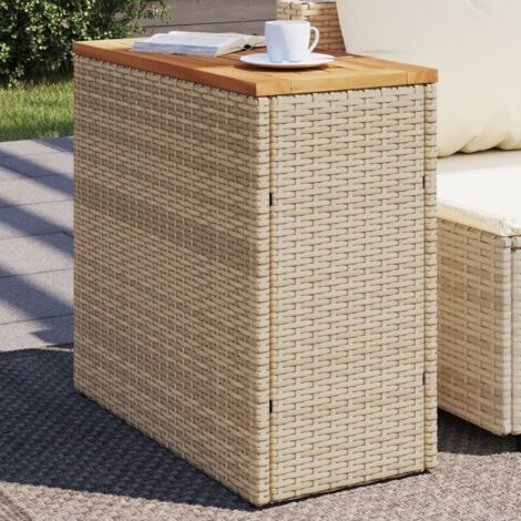 Vidaxl – Table de jardin en bois d'acacia et résine tressée beige 58x27,5x55 cm – Cadre en acier robuste – Pour extérieur et terrasse