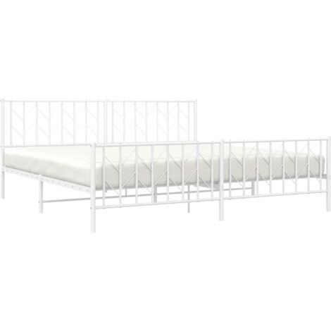 Cadre de lit métal sans matelas et pied de lit blanc 200x200 cm vidaXL (1/5)
