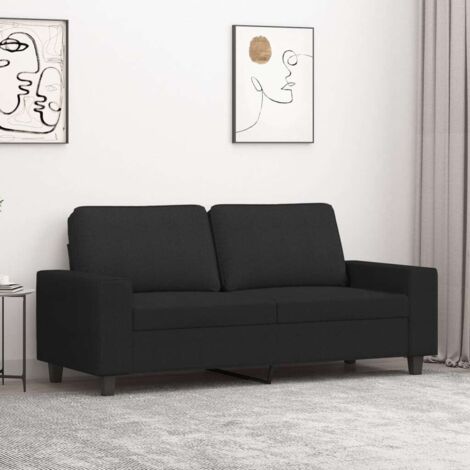 Vidaxl – Canapé droit 2 places noir 140 cm – Tissu polyester durable – Cadre métal robuste – Confort optimal avec accoudoirs rembourrés (1/6)