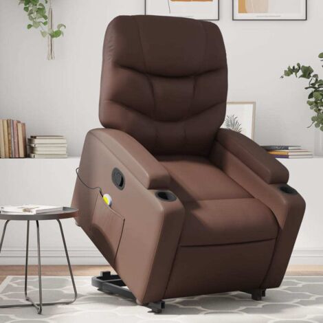 Fauteuil inclinable de massage Marron Similicuir vidaXL