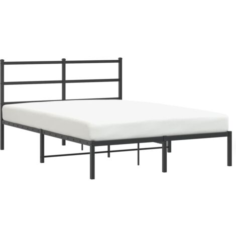 Cadre de lit métal sans matelas avec tête de lit noir 140x190cm vidaXL (1/7)