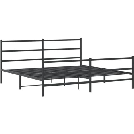Cadre de lit métal sans matelas avec pied de lit noir 200x200cm vidaXL (1/5)