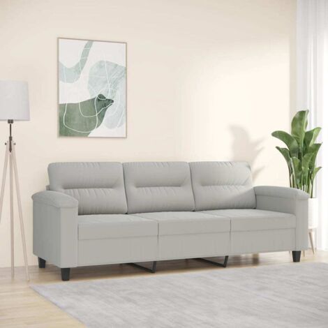 Canapé à 3 places Gris clair 180 cm Tissu microfibre vidaXL (1/6)
