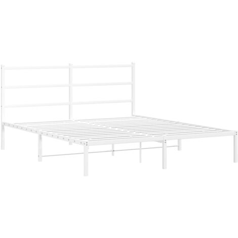 Cadre de lit métal sans matelas et tête de lit blanc 160x200 cm vidaXL (1/5)