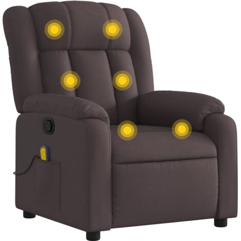 Fauteuil de massage inclinable Marron foncé Tissu vidaXL (1/5)