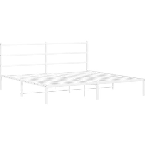 Cadre de lit métal sans matelas et tête de lit blanc 180x200 cm vidaXL (1/5)