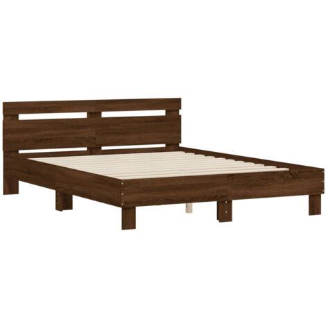 Cadre de lit sans matelas chêne marron 140x190 cm vidaXL (1/5)