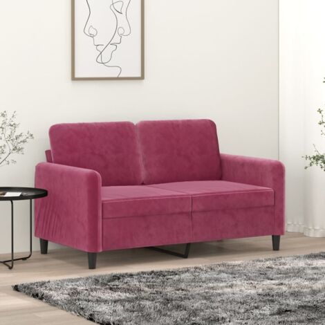 Canapé à 2 places Rouge bordeaux 120 cm Velours vidaXL (1/5)